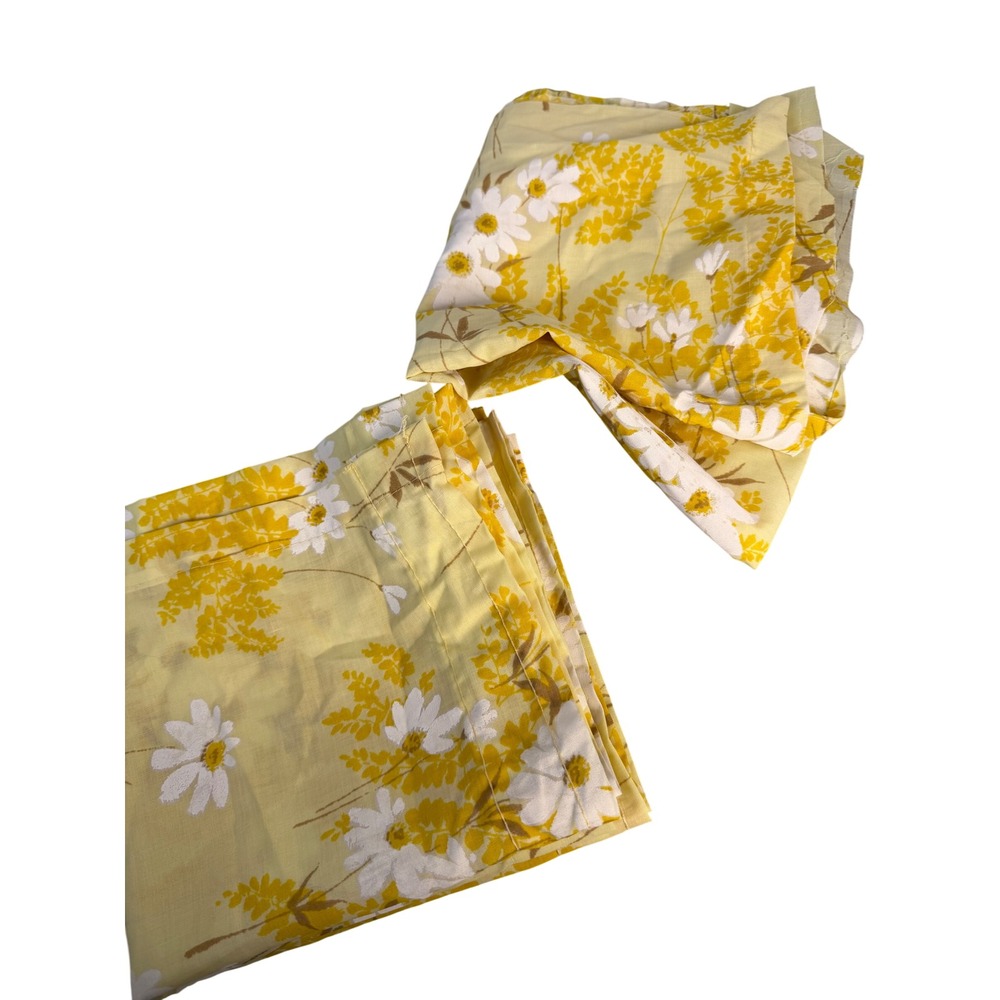 JCPenney Yellow Daisy Fashion Manor Set 3 Valence 9"x18" Floral 70s Cottagecore